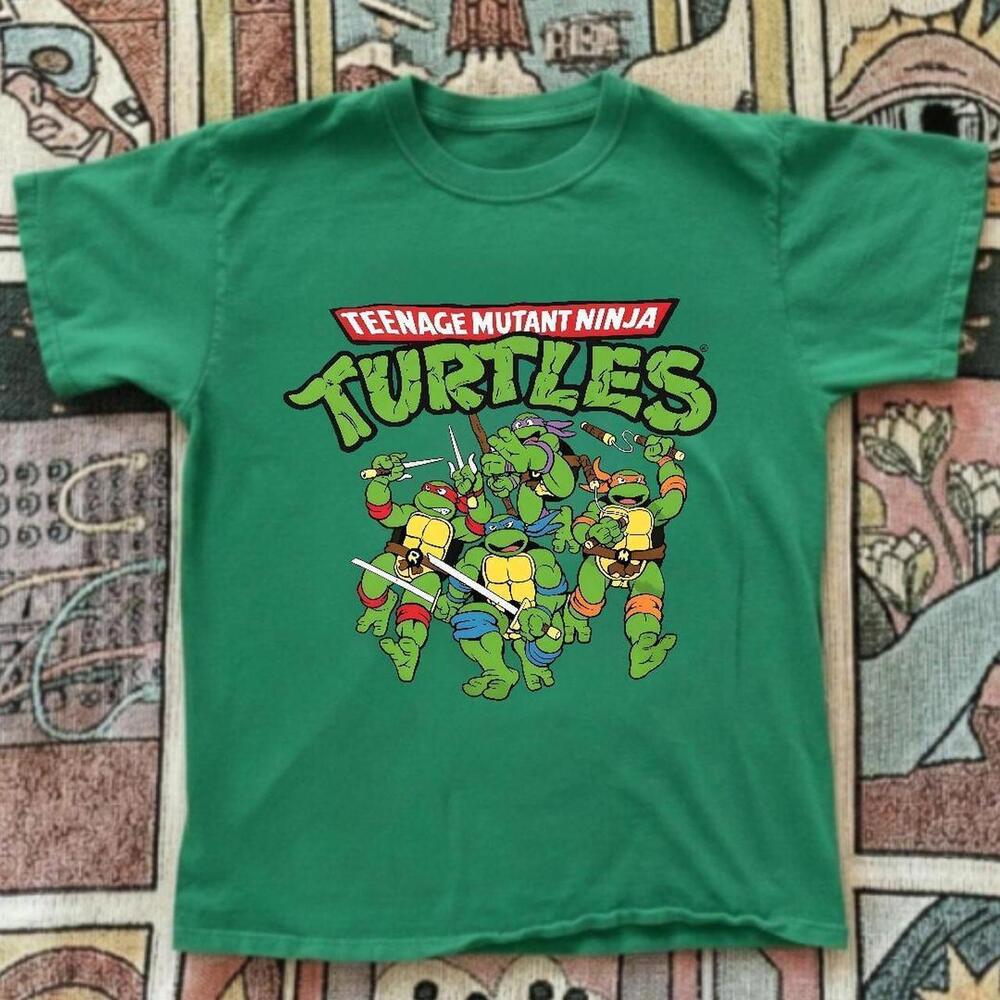 Gildan Men Green T-Shirt, Teenage Mutant Ninja Turtles Green Cotton T-Shirt